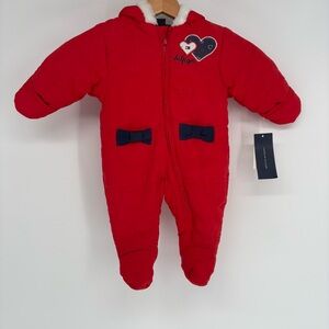 Tommy Hilfiger Baby Puffer Jacket Suit Onsie Red Navy Blue